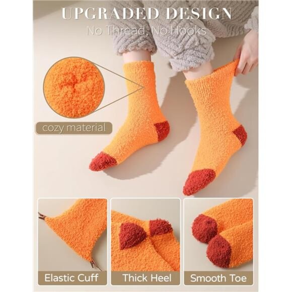 72-Needle‎ Super Warm Fuzzy Socks Fall Autumn Thanksgiving Gifts, Cozy Fluffy - Picture 5 of 7